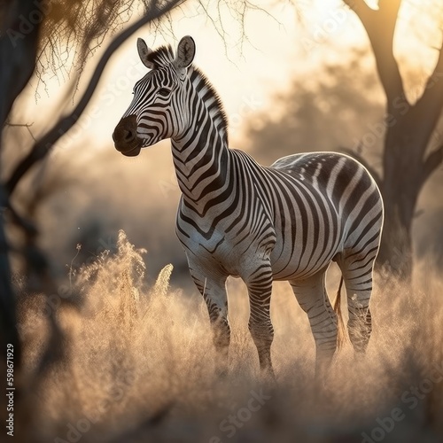 Zebra in natural habitat  generative AI 