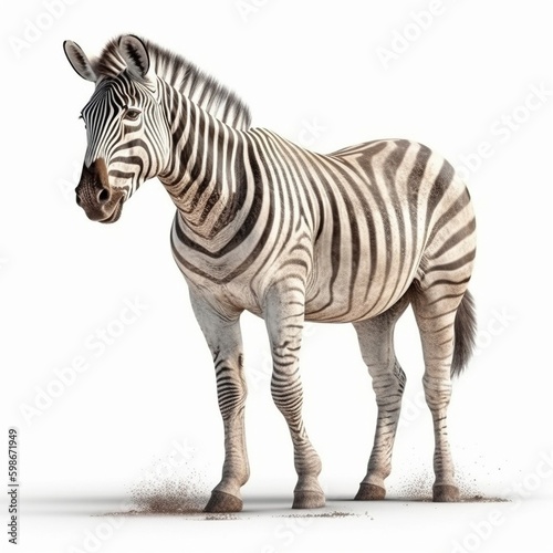 Zebra isolated on white background  Generative AI 