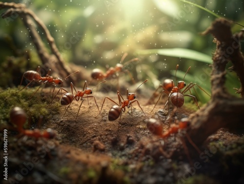 Group of Ant in natural habitat (generative AI)