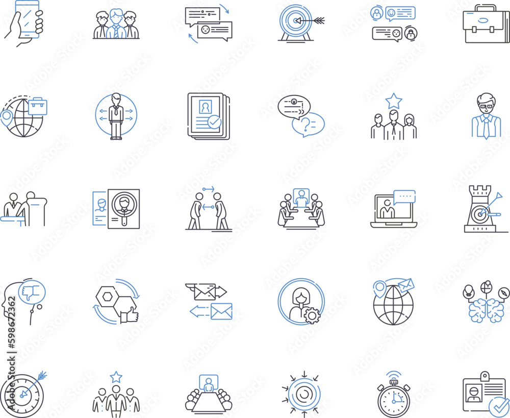 Scrum methodology line icons collection. Sprint, Agile, Backlog, Daily, Retrospective, Planning, Stand-up vector and linear illustration. Velocity,Burn-down,Scrum outline signs set Generative AI