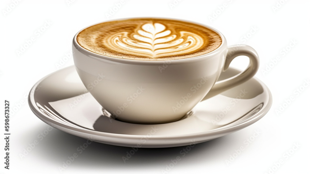 Cup of cappuccino isolated on white background Ai generated image Cup of cappuccino isolated on white background Ai generated image