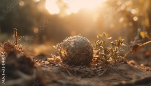 Golden sphere of nature growth and decay generated by AI
