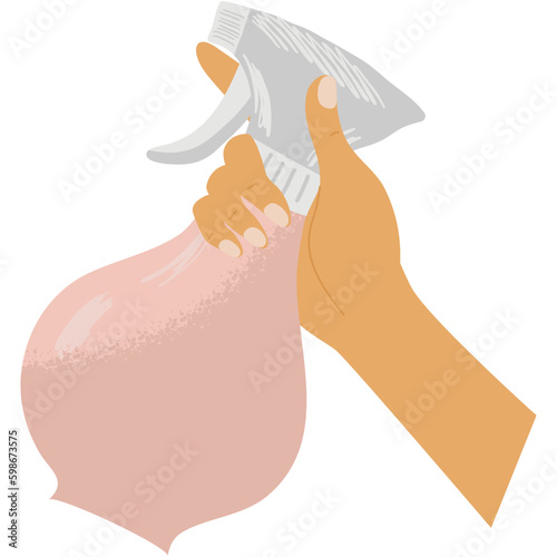 Hand spray flower plant in pot vector icon