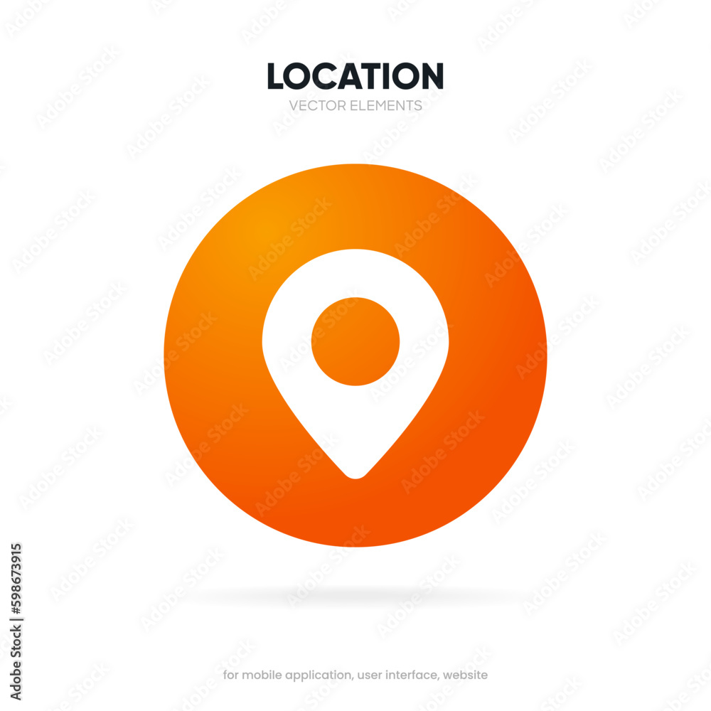 Target pin point icon. Red map location pointer icon symbol sign. Gps marker with isolated white background for mobile app website UI UX.