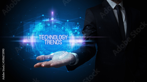 Wallpaper Mural Man hand holding digital technology concept Torontodigital.ca