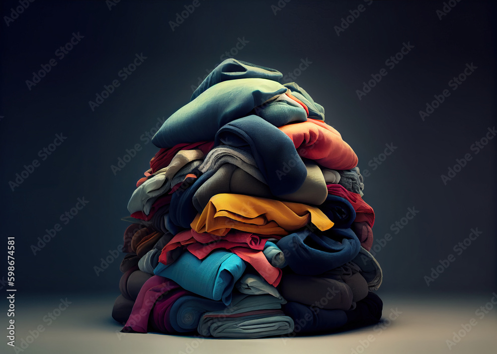 pile of unwanted clothes for donation, charity, recycling. Generative AI