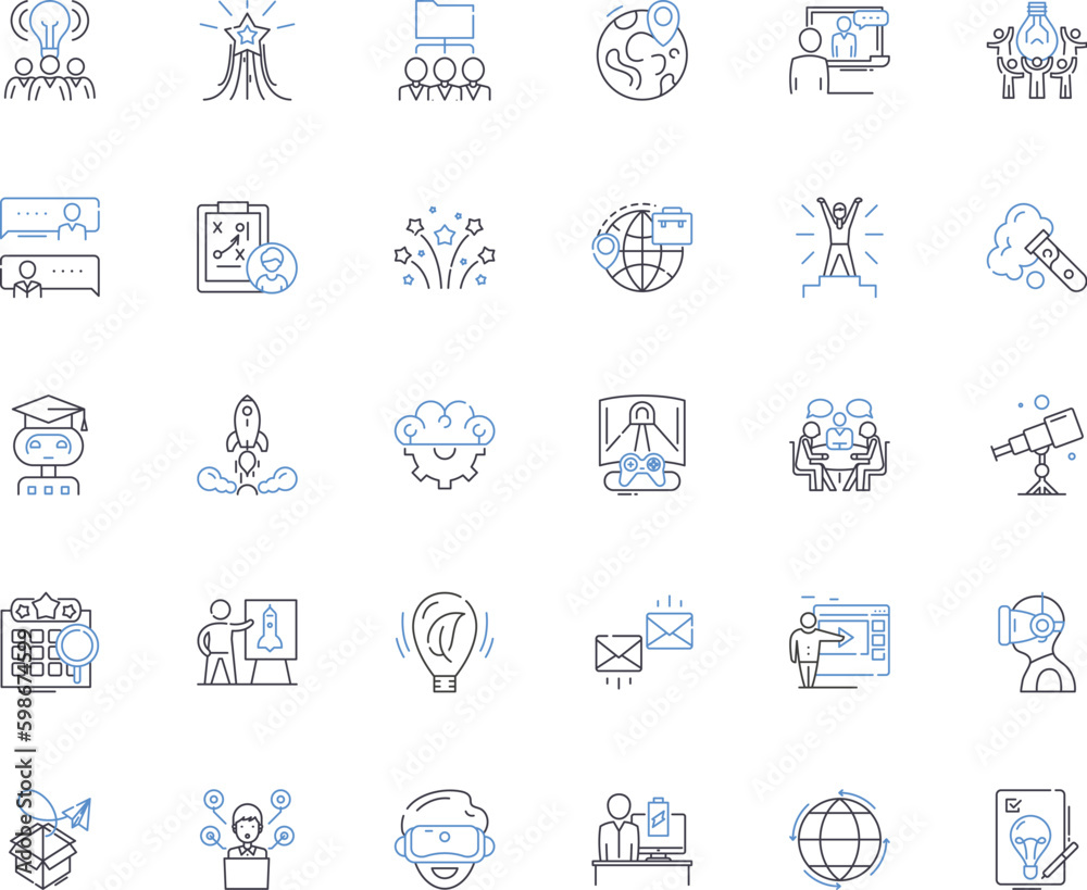 Novel invention line icons collection. Innovation, Breakthrough, Originality, Creativity, Advancement, Novelty, Ingenious vector and linear illustration. Generative AI Novel invention line icons collection. Innovation, Breakthrough, Originality, Creativity, Advancement, Novelty, Ingenious vector and linear illustration. Generative AI