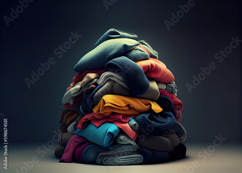 Obraz na płótnie pile of unwanted clothes for donation, charity, recycling. Generative AI w salonie