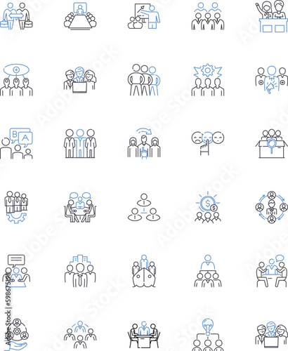 Partnership line icons collection. Collaborate, Alliance, Joint venture, Synergy, Cohesion, Jointly, Coauthor vector and linear illustration. Co-executor,Teamwork,Collaboration outline Generative AI