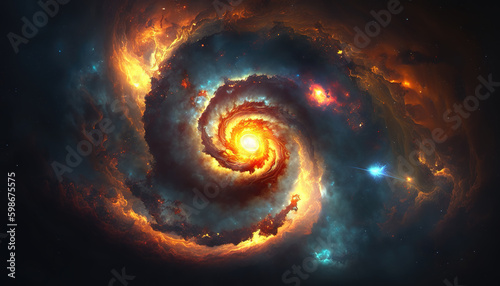 a beautiful black hole swirl in space, eating a lot of radiant parts, generative ai technology