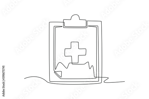 Continuous one line drawing medical. SOS concept. Single line draw design vector graphic illustration.