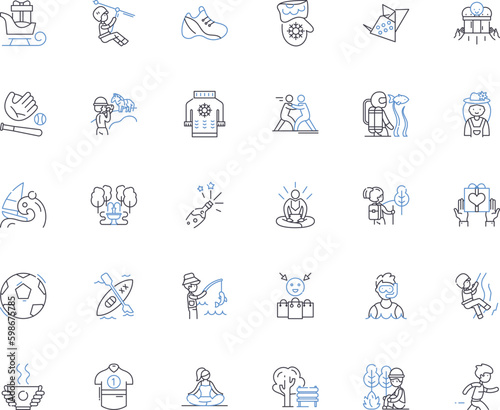 Occupied line icons collection. Confinement, Control, Resistance, Oppression, Struggle, Authority, Occupation vector and linear illustration. Dominance,Compromise,Surveillance outline Generative AI