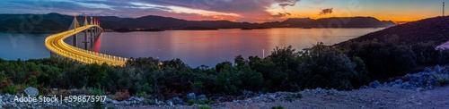 Panel kuchenny z motywem Peljesac Bridge, Komarna Croatia - beautiful and modern bridge over the adriatic sea in Dubrovnik-Neretva at sunset