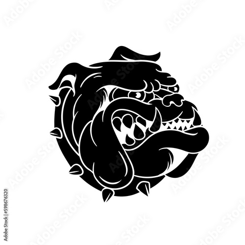 Hand drawn illustration of cute dog head silhouette