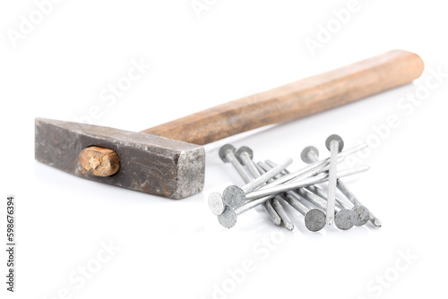 old hammer and nails