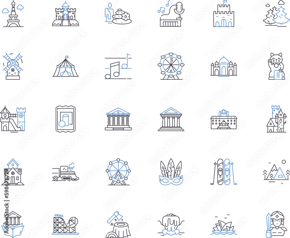 Legacy line icons collection. Heritage, Tradition, Inheritance, Remembrance, Ancestry, Lineage, Endowment vector and linear illustration. Perpetuity,Continuity,Succession outline signs Generative AI