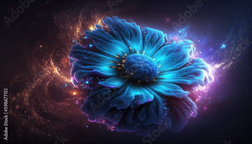a flower in space with galaxy background, special artwork, generative ai technology