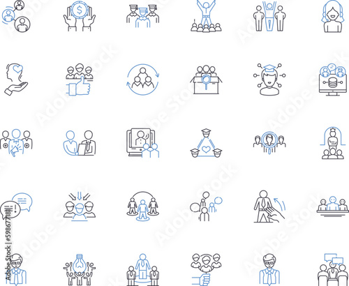 Leadership guru line icons collection. Inspiration, Motivation, Empowerment, Visionary, Mentorship, Insightful, Charismatic vector and linear illustration. Innovator,Strategic,Vision Generative AI