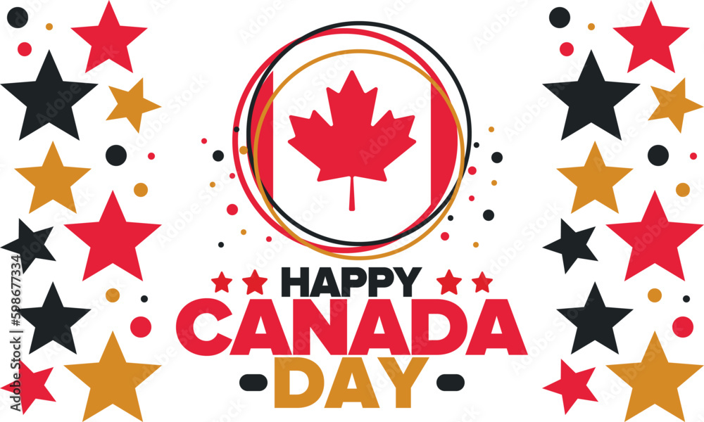 Happy Canada Day. National holiday, celebrated annual in July 1. Canadian flag. Maple leaf. Patriotic symbol and elements. Poster, card, banner and background. Vector illustration Happy Canada Day. National holiday, celebrated annual in July 1. Canadian flag. Maple leaf. Patriotic symbol and elements. Poster, card, banner and background. Vector illustration