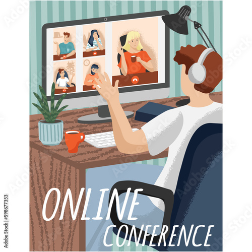 Online video conference for people call or webinar