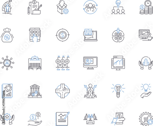 Market Disruption line icons collection. nnovation, Revolution, Transformation, Upheaval, Disturbance, Shake-up, Breakthrough vector and linear illustration. Overthrow, Upset, Unsettling Generative AI
