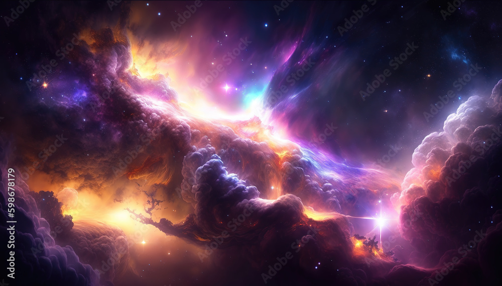 a lot of clouds in the space, epic artwork style, generative ai technology