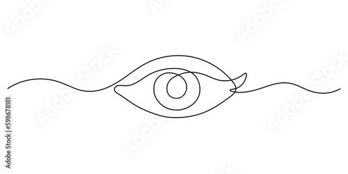 Eye one art continuous line drawing. Symbol of vision. Single line of human eye icon. Vector