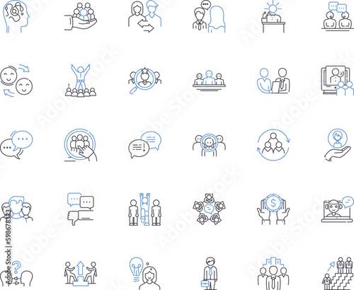 Guiding line icons collection. Mentoring, Directing, Steering, Navigating, Supervising, Instructing, Leading vector and linear illustration. Coaching,Advisory,Counseling outline signs Generative AI