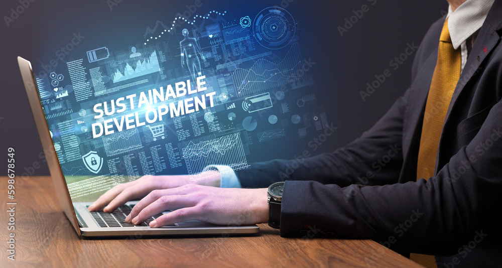 Businessman working on laptop concept