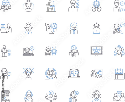 Guide line icons collection. Navigate, Assist, Lead, Instruct, Mentor, Direct, Teach vector and linear illustration. Show,Aid,Counsel outline signs set Generative AI