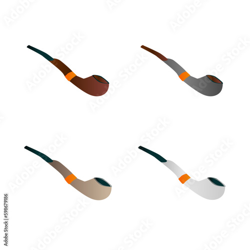 set of various smoking pipes on a white background