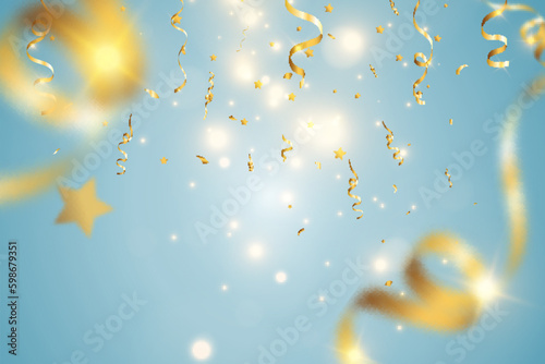  Illustration of falling confetti on a transparent background.