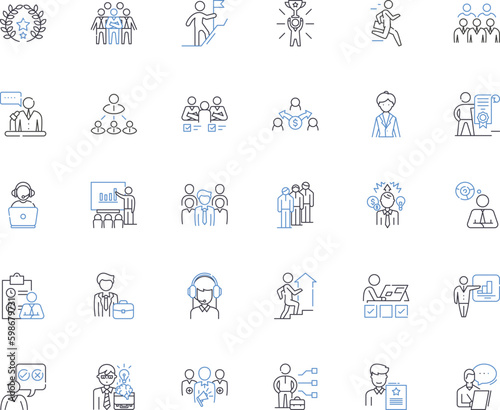 Fellowship line icons collection. Bonding, Community, Unity, Companionship, Association, Friendship, Alliance vector and linear illustration. Collaboration,Fraternity,Solidarity outline Generative AI photo