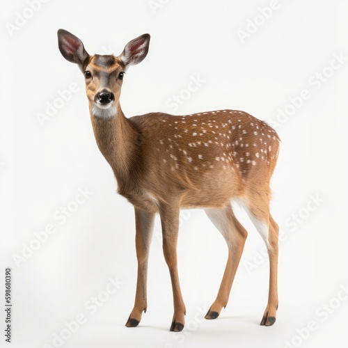 deer, animal, wildlife, mammal, nature, wild, doe, antelope, brown, buck, fawn, grass, park, ears, young, roe, isolated, stag, baby, outdoors, white, fur, white background, safari, whitetail © Enzo