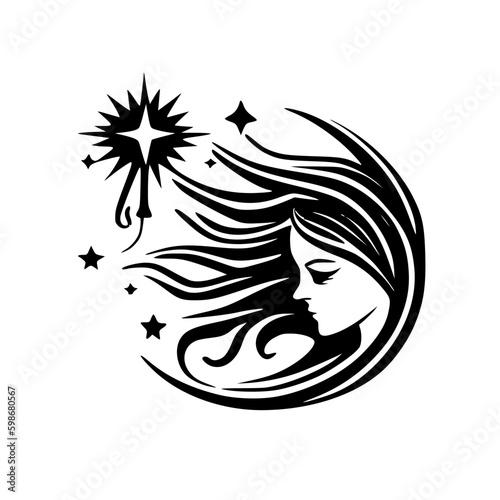 Celestial - Black and White Isolated Icon - Vector illustration