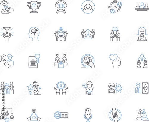 Executive training line icons collection. Leadership, Management, Communication, Strategy, Innovation, Decision-making, Adaptability vector and linear illustration. Generative AI