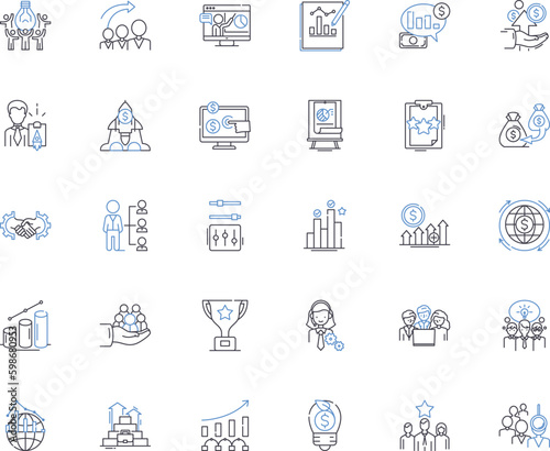 Efficacy line icons collection. Success, Effectiveness, Efficiency, Productivity, Capability, Realization, Achievement vector and linear illustration. Performance,Output,Impact outline Generative AI