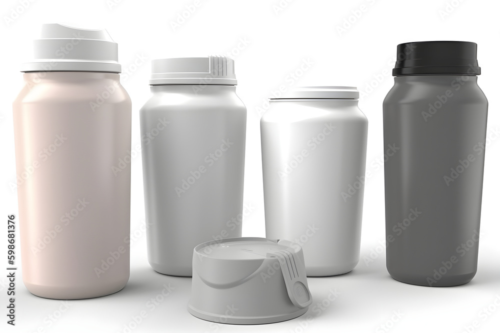 blank refreshment containers mockup isolated on white. generative ai blank refreshment containers mockup isolated on white. generative ai