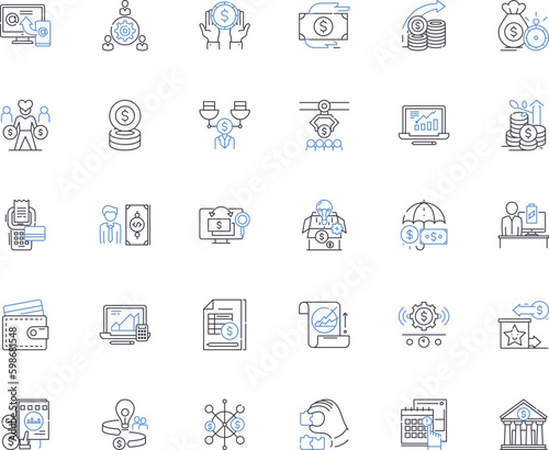Economic system line icons collection. Capitalism, Socialism, Communism, Market, Exchange, Consumption, Production vector and linear illustration. My,Labor,Profit outline signs set Generative AI