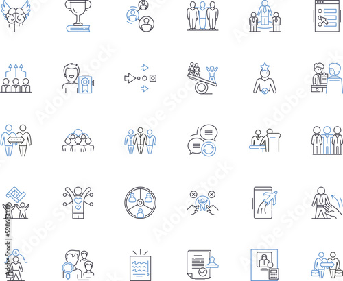 Executive coaching line icons collection. Leadership, Mentorship, Development, Training, Management, Communication, Strategy vector and linear illustration. Generative AI