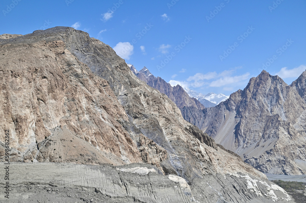 Dramatic Landscape of Karakoram Range Near Passu Glacier in Pakistan