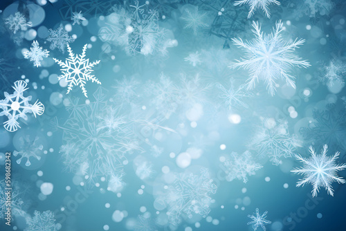 Blue christmas background with snowflakes. generative ai © Anastasiya