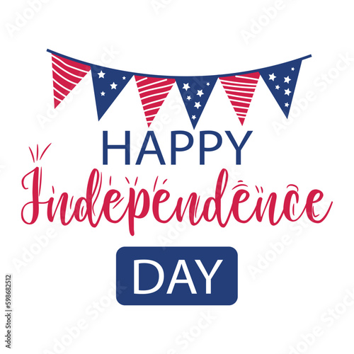 Text HAPPY INDEPENDENCE DAY on white background. 4th of July celebration