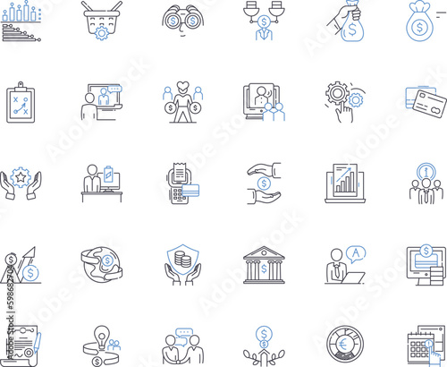 economic strategy line icons collection. Investment, Capital, Growth, Resources, Infrastructure, Productivity, Innovation vector and linear illustration. Entrepreneurship,Trade,Export Generative AI