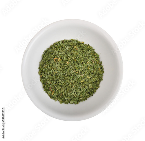 Dried parsley on transparent png. Top view