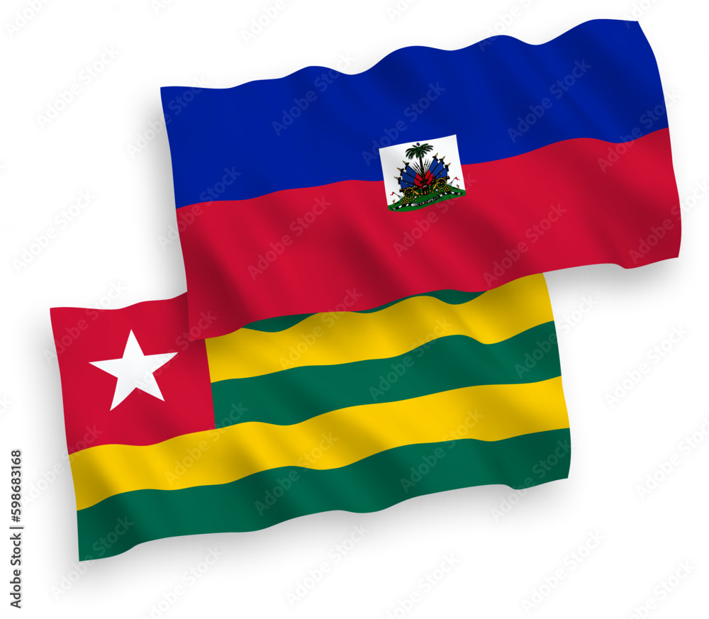 Fototapeta premium Flags of Togolese Republic and Republic of Haiti on a white background