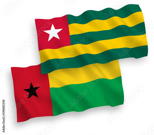 Flags of Togolese Republic and Republic of Guinea Bissau on a white background