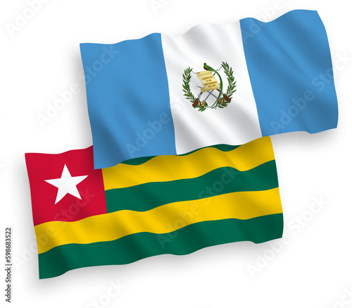 Flags of Togolese Republic and Republic of Guatemala on a white background