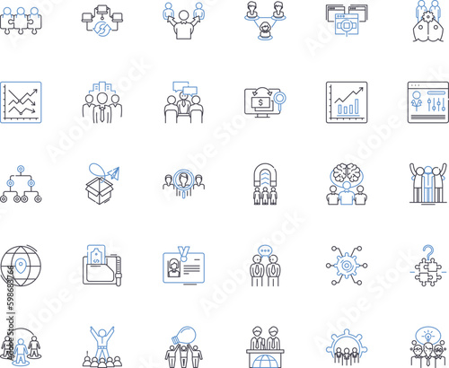 Entrepreneur summit line icons collection. Innovation, Investment, Collaboration, Growth, Risk, Opportunity, Resourcefulness vector and linear illustration. Nerking,Leadership,Creativity Generative AI