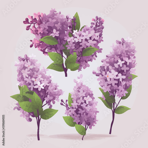 A collection of sleek and minimalistic lilac illustrations for a clean aesthetic.